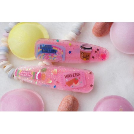 candy hair clips in resin