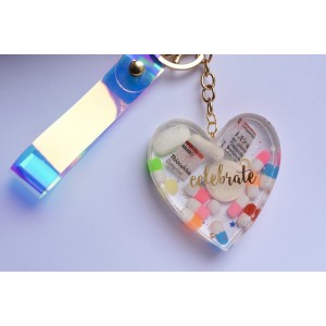 Lovers key chain resin heart handmade in France