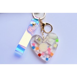 Resin heart with pills key chain