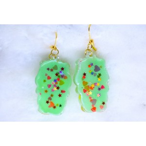 Green teddy bears earrings in resin