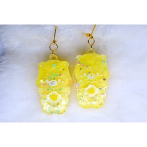 Yellow bears earrings in resin handmade