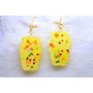 Yellow bears earrings handmade in France