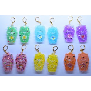 Rainbow bears earrings handmade in resin