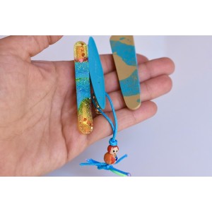 Summer blue hair clips set handmade in France
