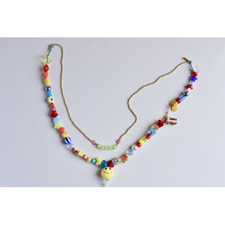 Collier perles smiley pop