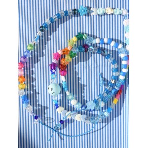 Long summer blue beaded strap handmade