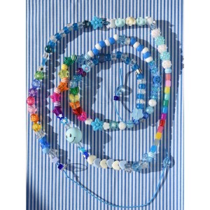 Long beaded blue necklace handmade