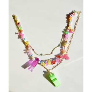 triple row aesthetic choker necklace multicolor