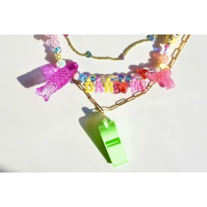 Triple raw choker with colorful beaded charms pendants and chain