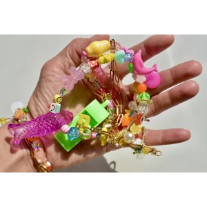 Beads and chain maximalist party choker handmade