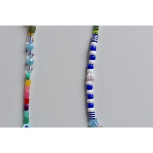 Long rainbow beaded necklace handmade