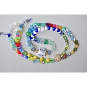 Long collier en perles multicolores handmade