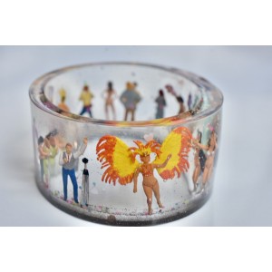 Resin bangle with tiny carnival people