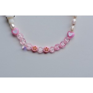 It' s a girl pink necklace beaded choker