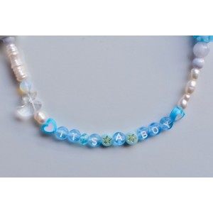 It's a Boy necklace with blue pearls