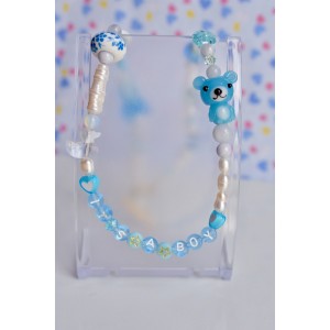 Collier en perles de verre soufflé bleu