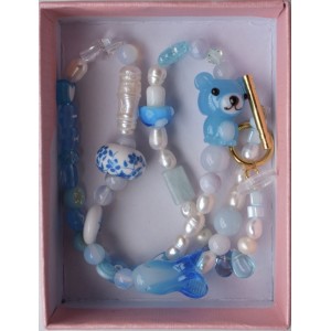 Collier ourson et perles bleues pour future maman