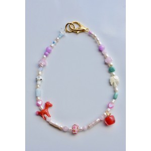 Glass gaz necklace with beaded murano pearls