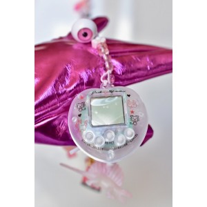 Pink necklace with tamagotchi handmade in France
