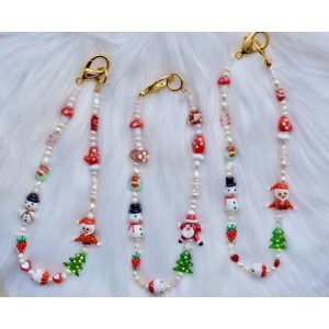 Christmas necklace with lampwork beads