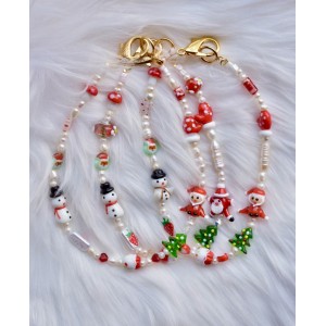 Christmas glass beaded necklace