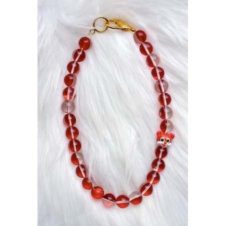 Choker necklace bright red mouse in blown glass