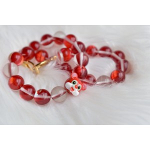 Collier murano en perles de verre rouge lisse