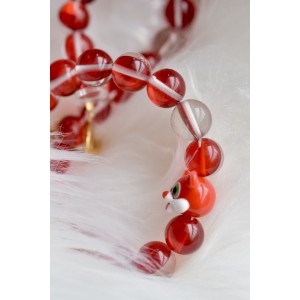 Necklace bright red mouse in blown glass