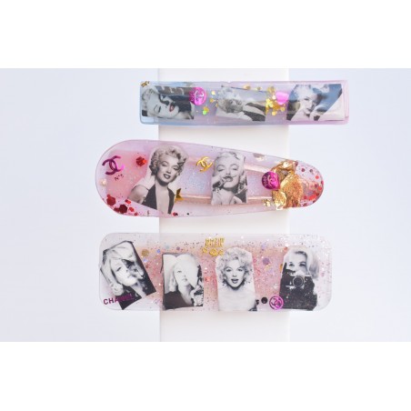 Marilyn Monroe handmade hair clips in resin