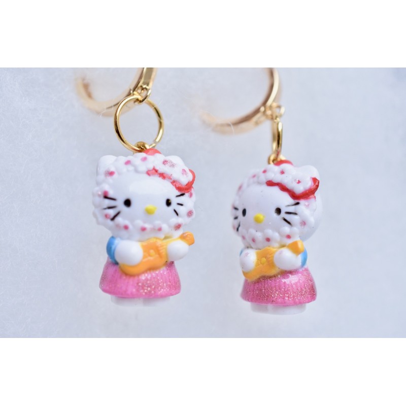 Kitten hoop earrings with glitters