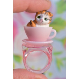 Pink pastel ring with cat