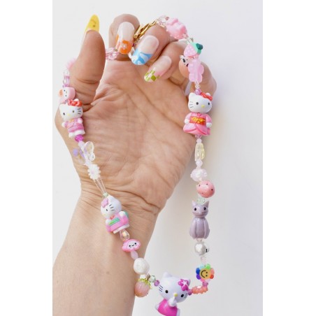 Hello Kitty pink necklace figures