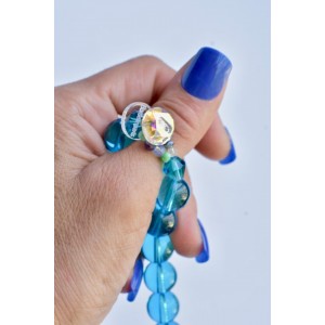 Blue cristal glass rond necklace