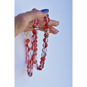 Red lampwork glass and crystal beaded necklace