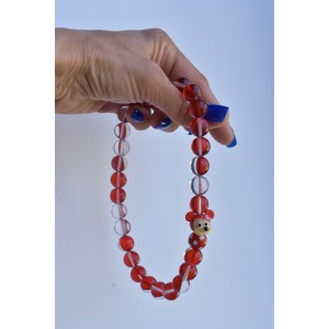 Collier rouge en perle de cristal rondes et lisses