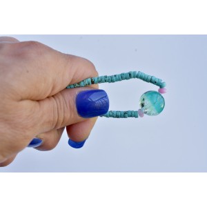 Collier perroquet en verre et turquoises fait main