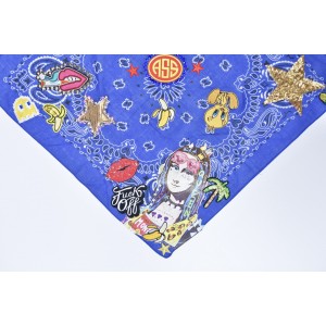 Blue paisley Bandana with patch and rivets