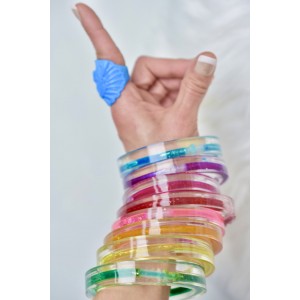 Eighties floating bangles set with glitters