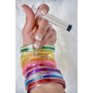Rainbow bangles with floating glitters