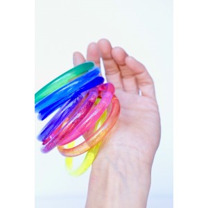 Rainbow bangles set with liquid