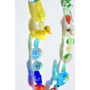 Collier de perles en verre soufflé multicolores