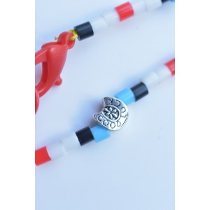 Multicolor beaded necklace with plastic iron beads