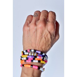 Multicolor beaded necklace with plastic iron beads