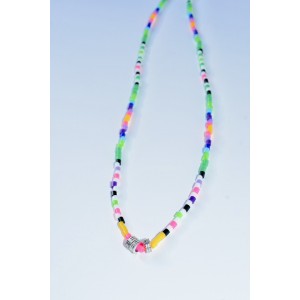 Collier multicolore perles plastique