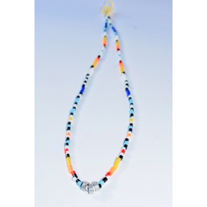 Multicolor beaded necklace with plastic iron beads