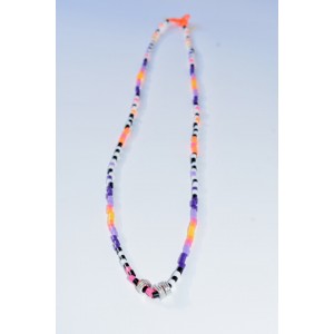Multicolor beaded necklace with plastic iron beads