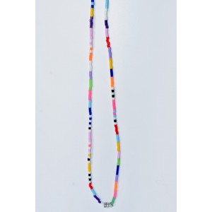 Multicolor beaded necklace with plastic iron beads