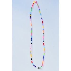 Multicolor beaded necklace with plastic iron beads