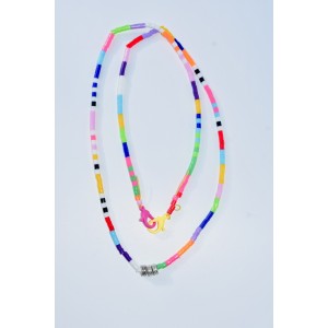 Collier multicolore perles plastique