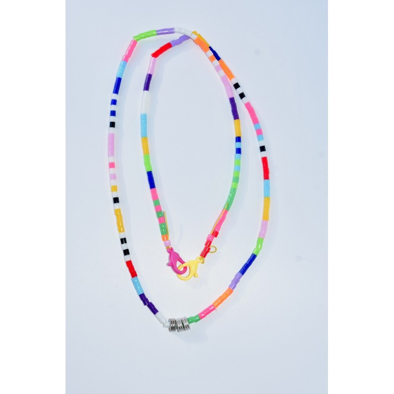 Multicolor beaded necklace with plastic iron beads
